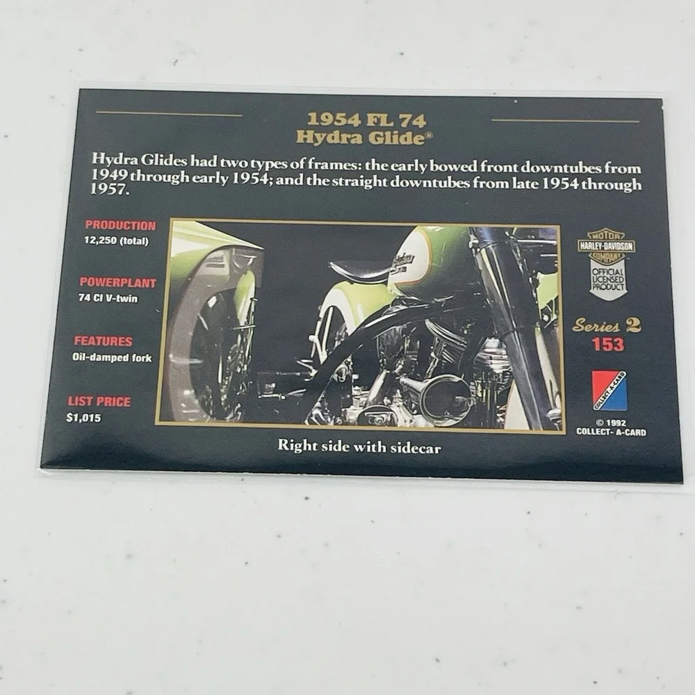 Harley Davidson Trading Card Set 1953 FL 74 Hydra Glider 1992 Collect A Card